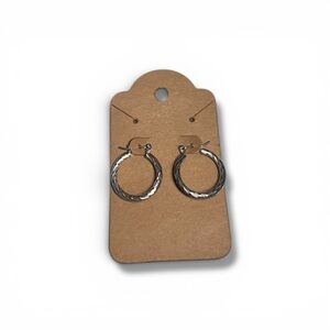 Small silver-toned textured hoop earrings